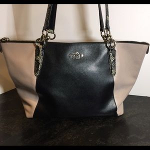 Coach AVA tote in exotic embossed leather trim